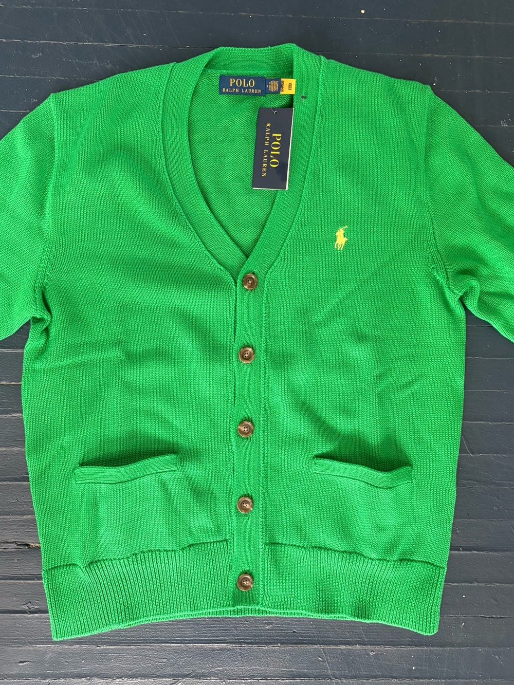 Polo Ralph Lauren bright green cardigan sweater